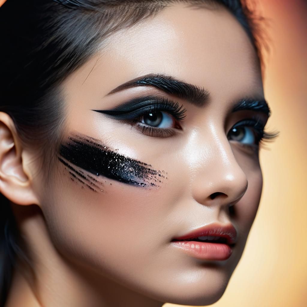 Sad Woman with Streaked Mascara: Digital Photoillustration