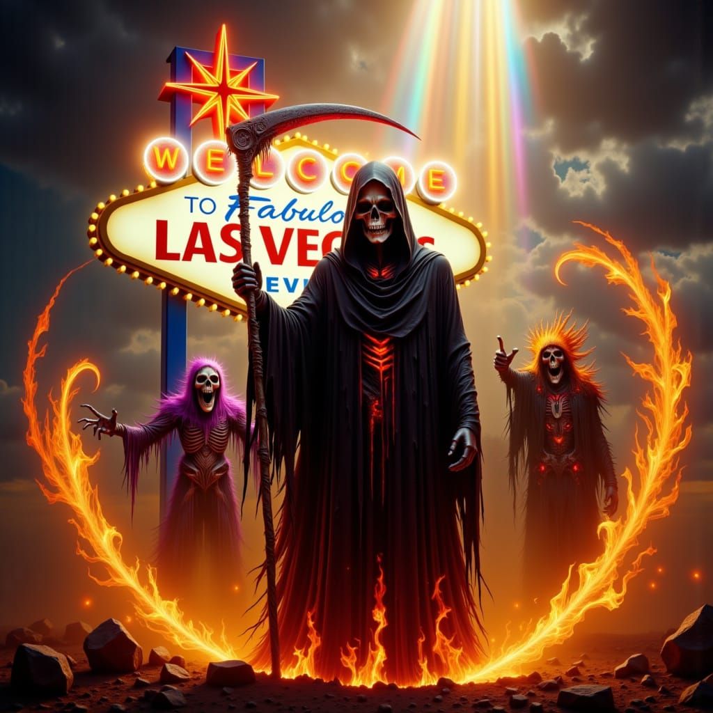 Grim Reaper in Las Vegas with Prismatic Sun Rays