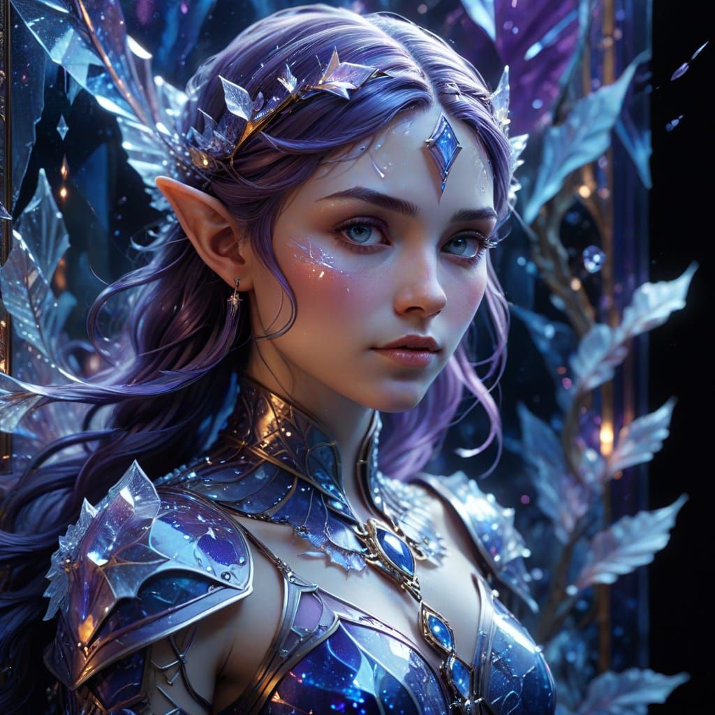 Ice Elf Warrior Bathed in Starlight