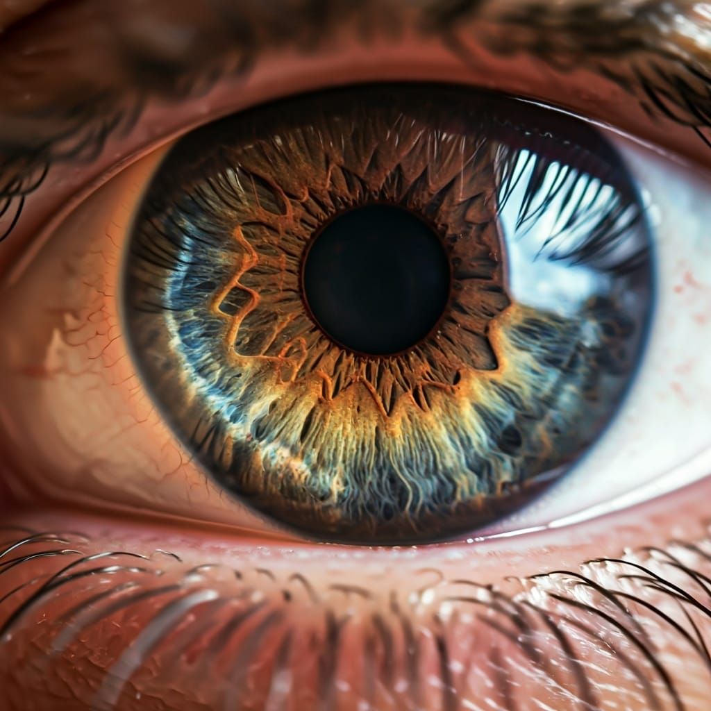 Detailed Macro Photograph of a Human Eye Iris