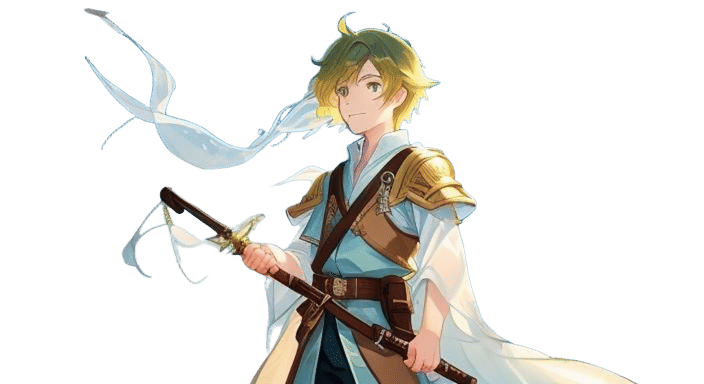 Anime Swordsman with Long Sword on Shoulder