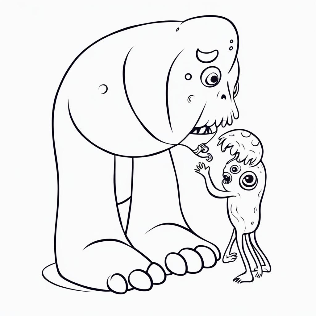 Cute Monster Comfort in Abstract Art