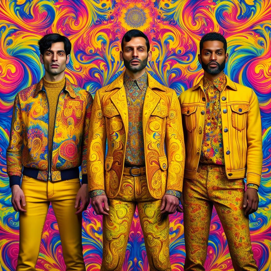 Psychedelic Figures in Yellow Clothing