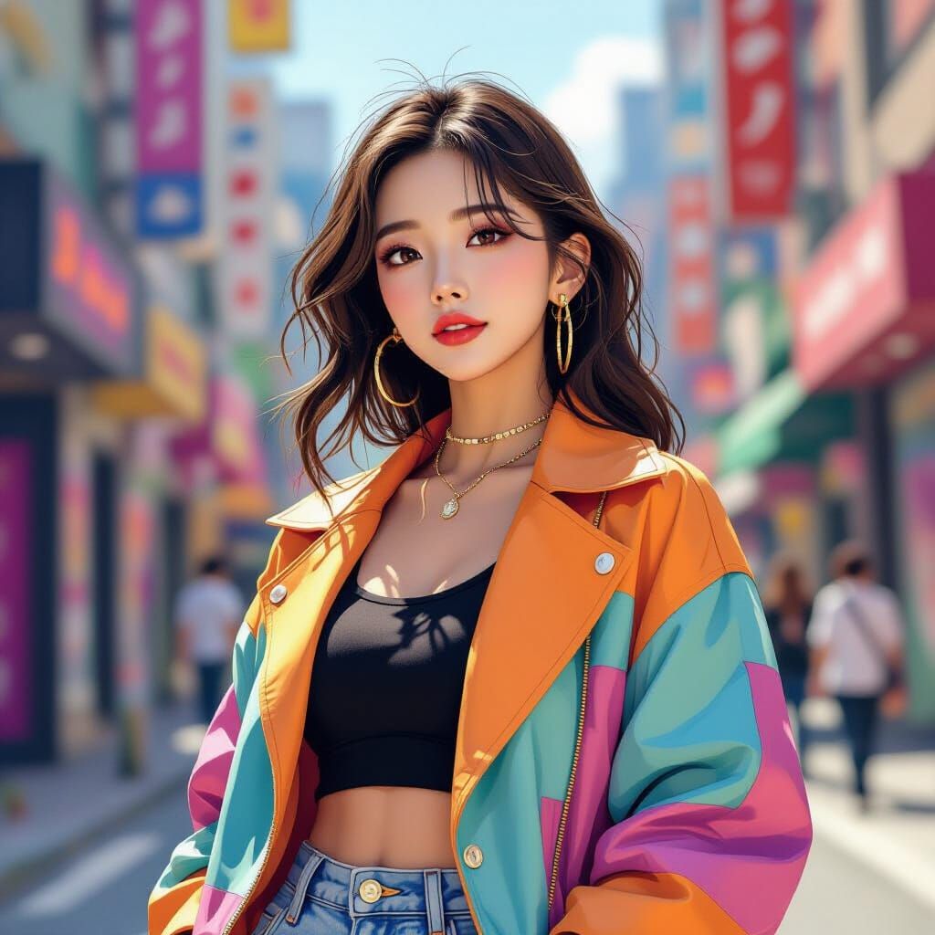 Kpop Idol in Seoul: Digital Art Portrait