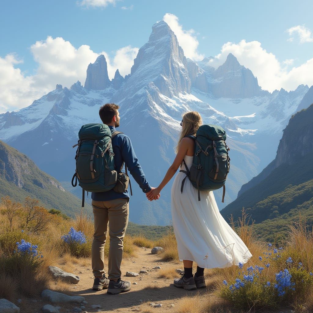Patagonian Newlyweds in Naturalistic Landscape Style