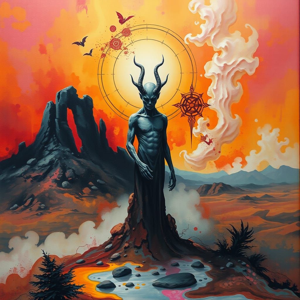 Mystical Figure Emerges from Apocalyptic Desert