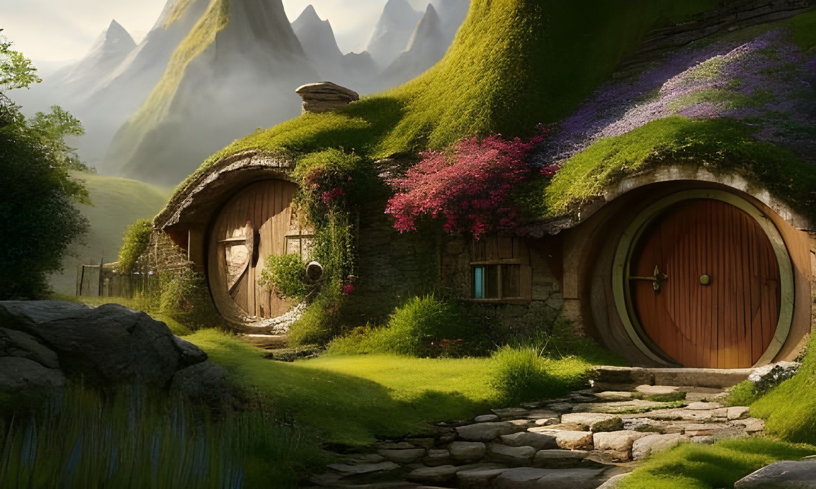 Peaceful Hobbit Home in Detailed Fantasy Art