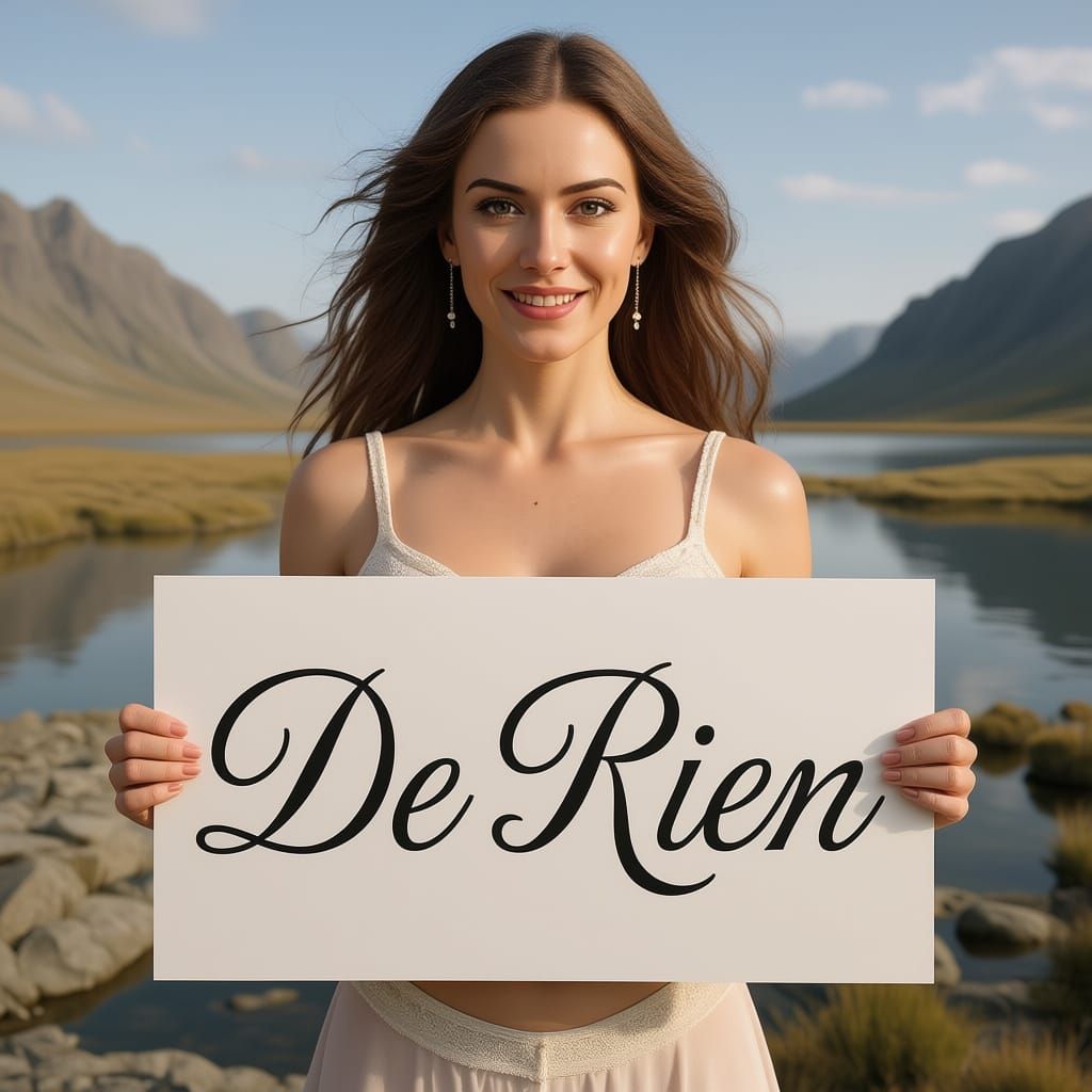 Woman in White Dress Holds "De Rien" Sign - Hyperrealistic P...
