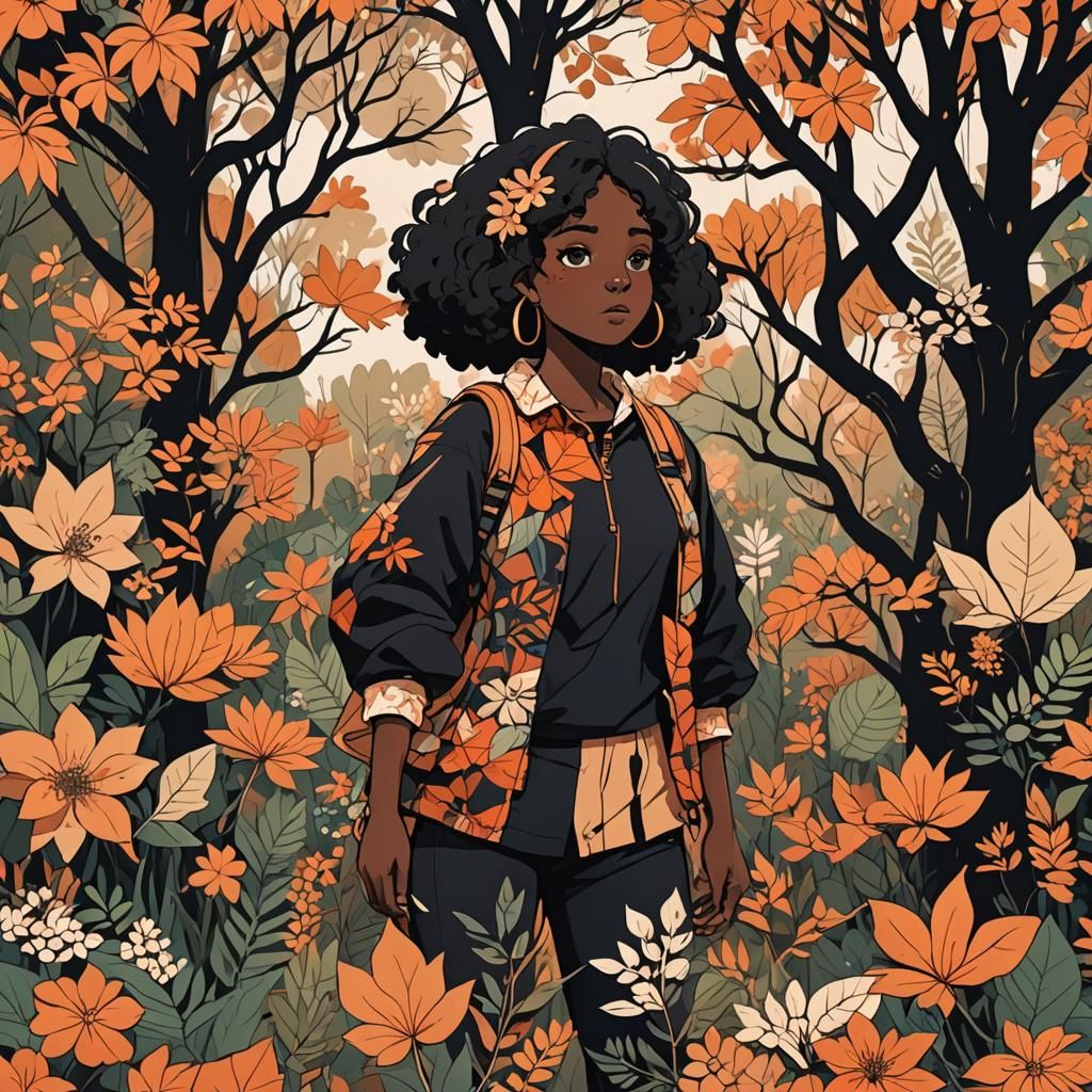 Chubby Girl in Cottagecore Anime Style