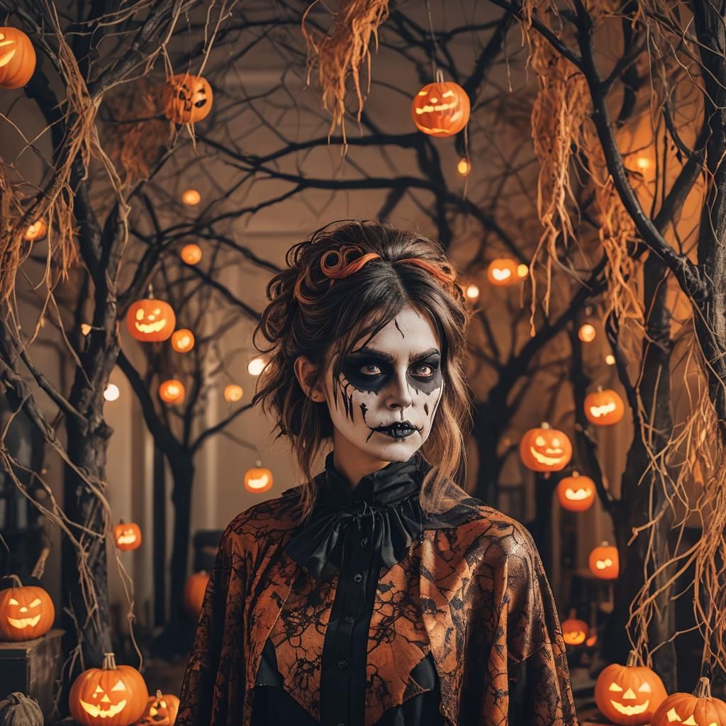 Halloween Makeup Portrait in Cozy Office Setting