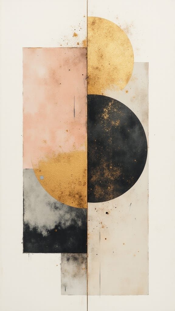 Overlapping Rectangles with Gold Diagonal in Muted Tones