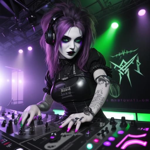 Gothic Vampire DJ in Punk Acid House Style