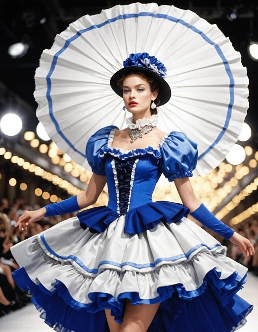 Extravagant Cancan Dress on Catwalk, Fashion Photography