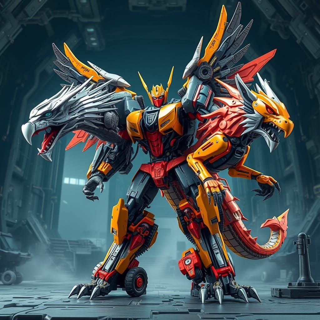 Futuristic Robotic Transformer Fusion in Sci-Fi Style