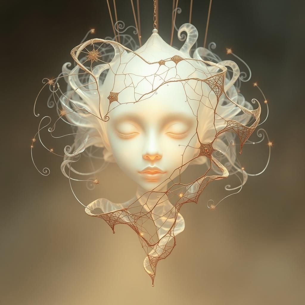 Ethereal Crystal Entity in Dreamlike Void