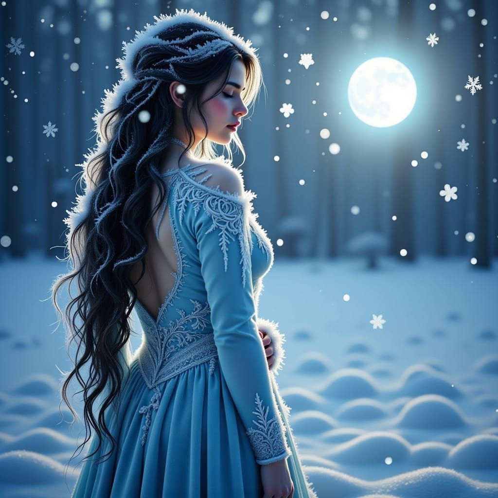 Norse Goddess in Frosty Winter Wonderland