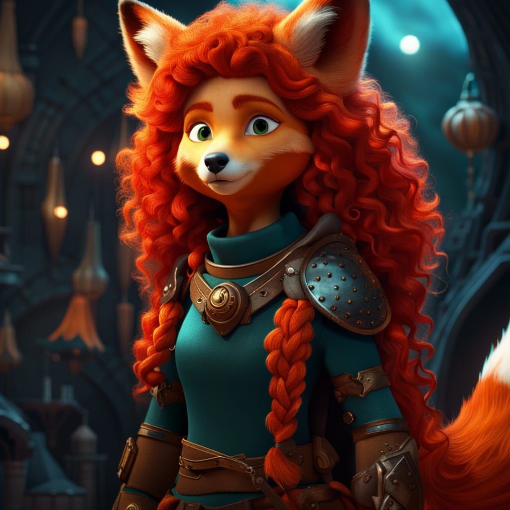 Merida as Fox-Girl Astronaut, Digital Art
