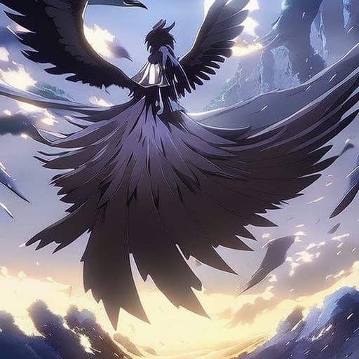 Anime Raven Ink Splash by Makoto Shinkai