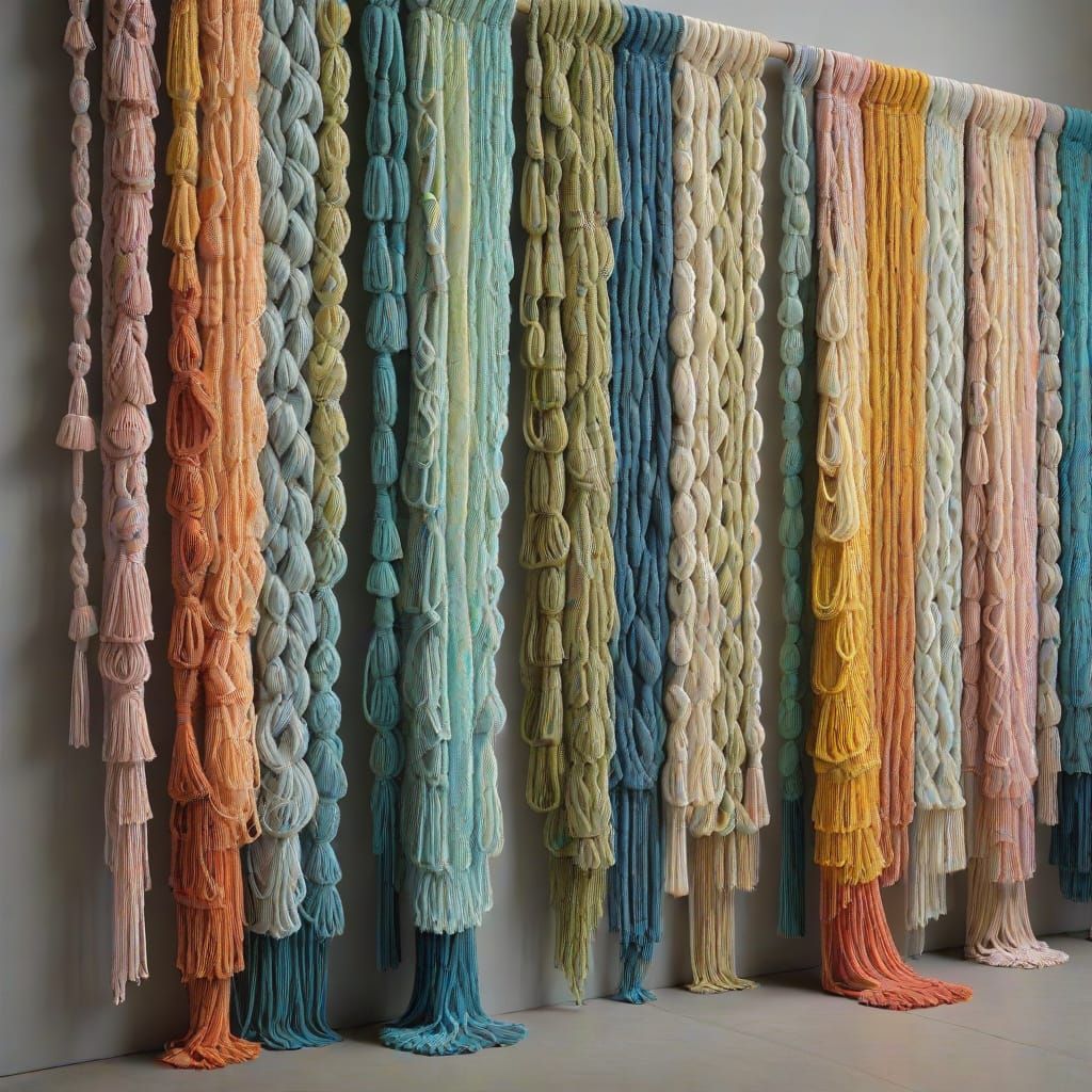 Macramé Garment with Pastel Gradients