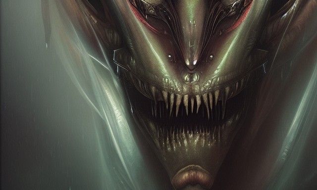 Majestic Undead Alien Demon with Glowing Eyes