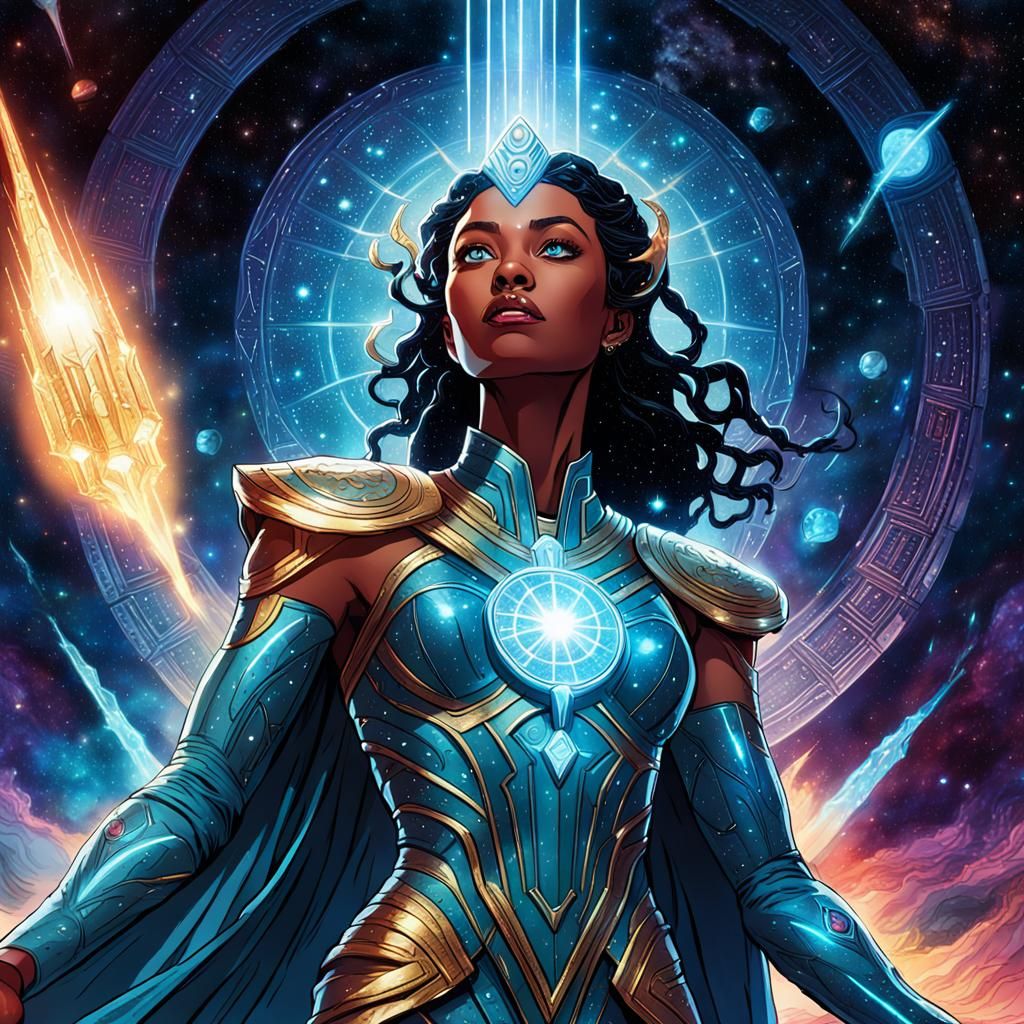 Surreal Goddess in Cosmic Temple