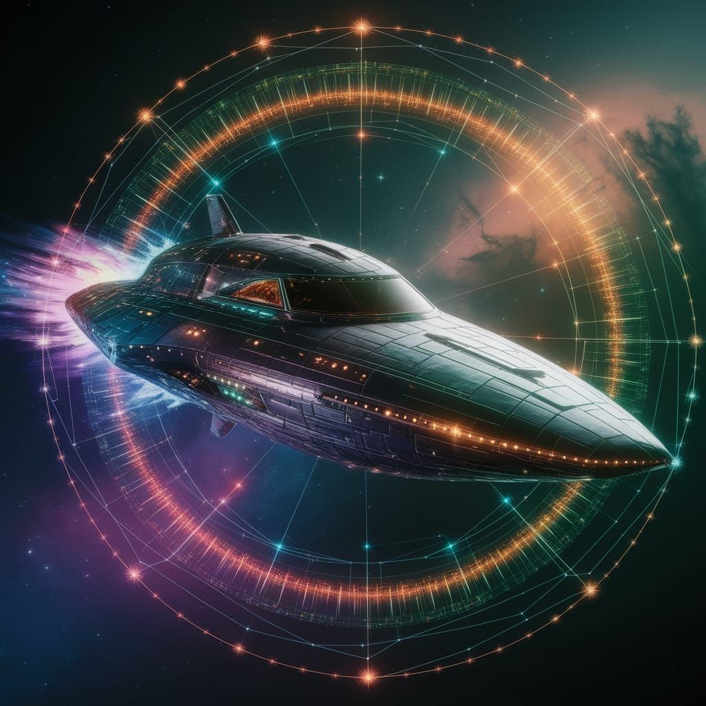 Sleek Quantum Cruiser Glides Through Cosmos in Deep Space