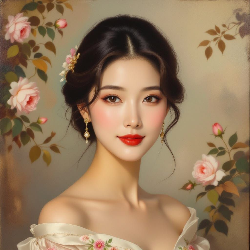 Elegant Chinese Woman in Romantic French Ambiance