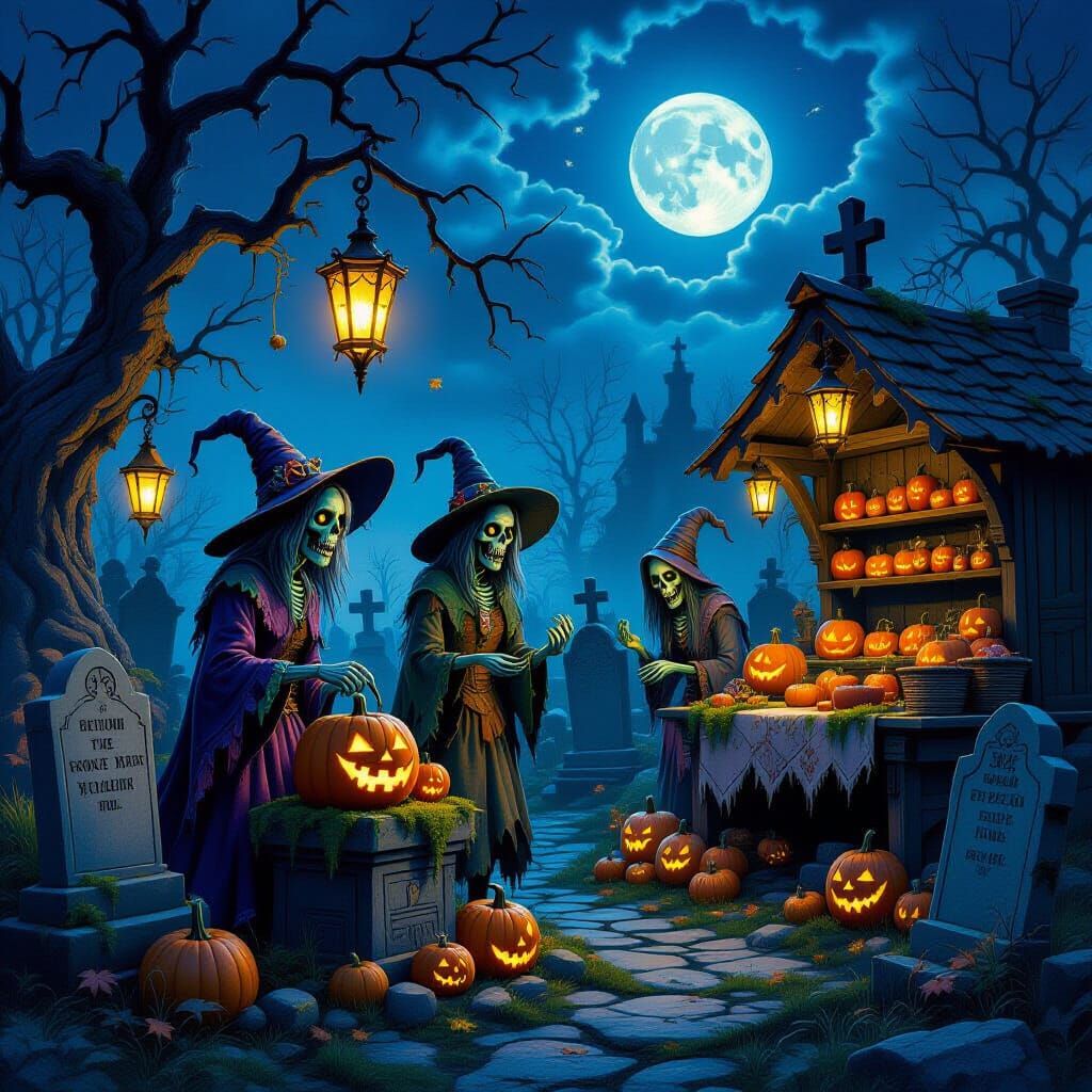 Zombie Harvest Festival in Eerie Graveyard