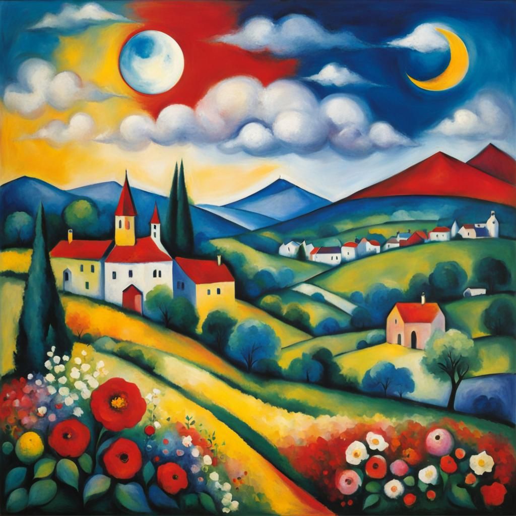 Ethereal Landscape in Chagall Style