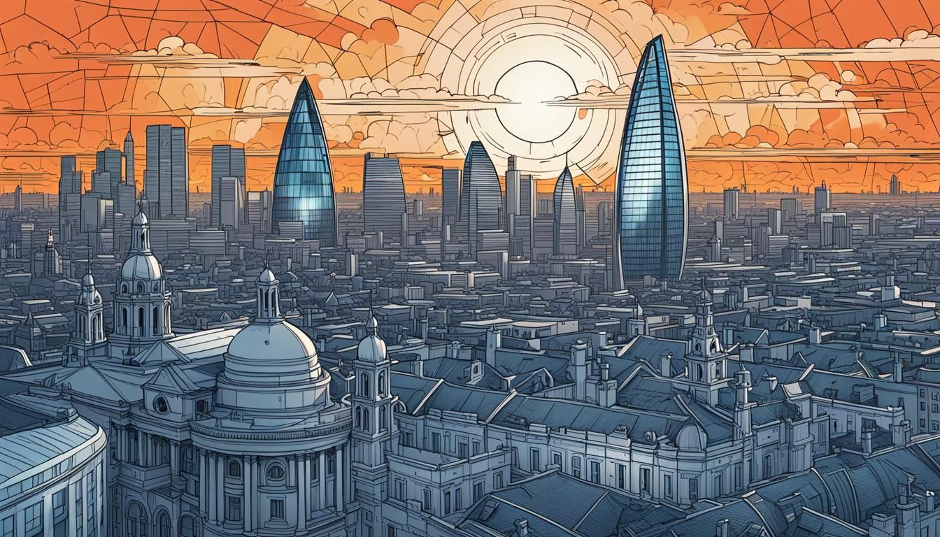 London Skyline at Sunset: Line Art Illustration