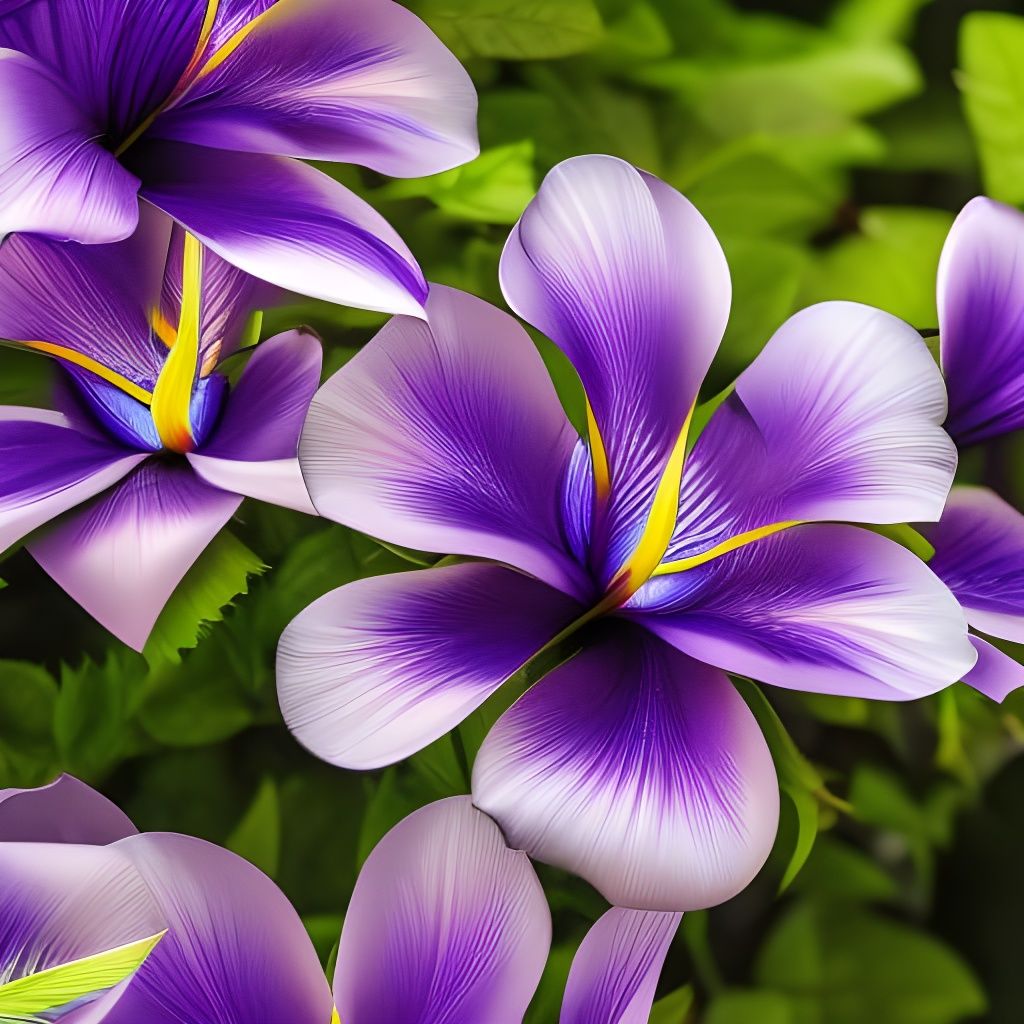 Metallic Purple Flowers in Abstract 3D Design