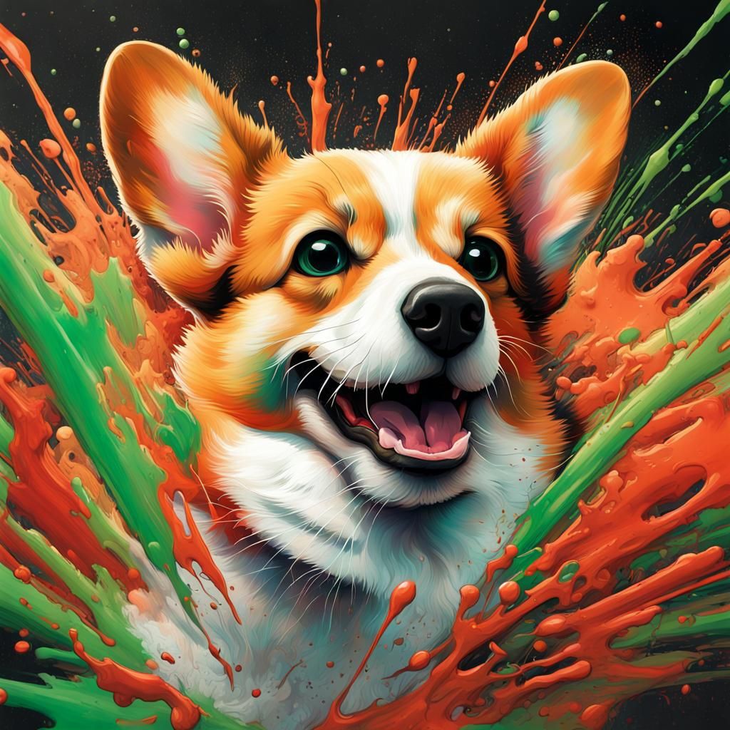 Corgi Breaks Fourth Wall in Graffiti Art