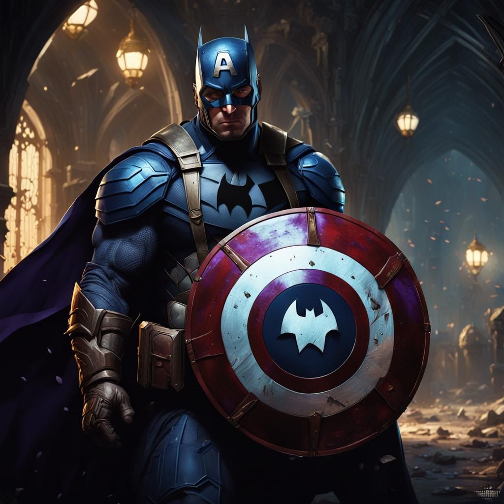 Dark Captain America/Batman Hybrid with Bat Shield