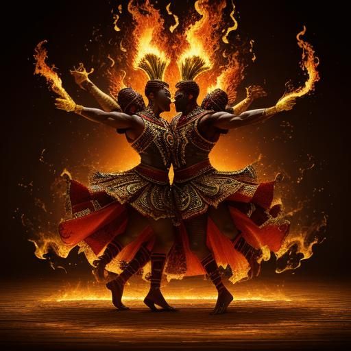 Fiery Malambo Dancers in a Dark Theatre