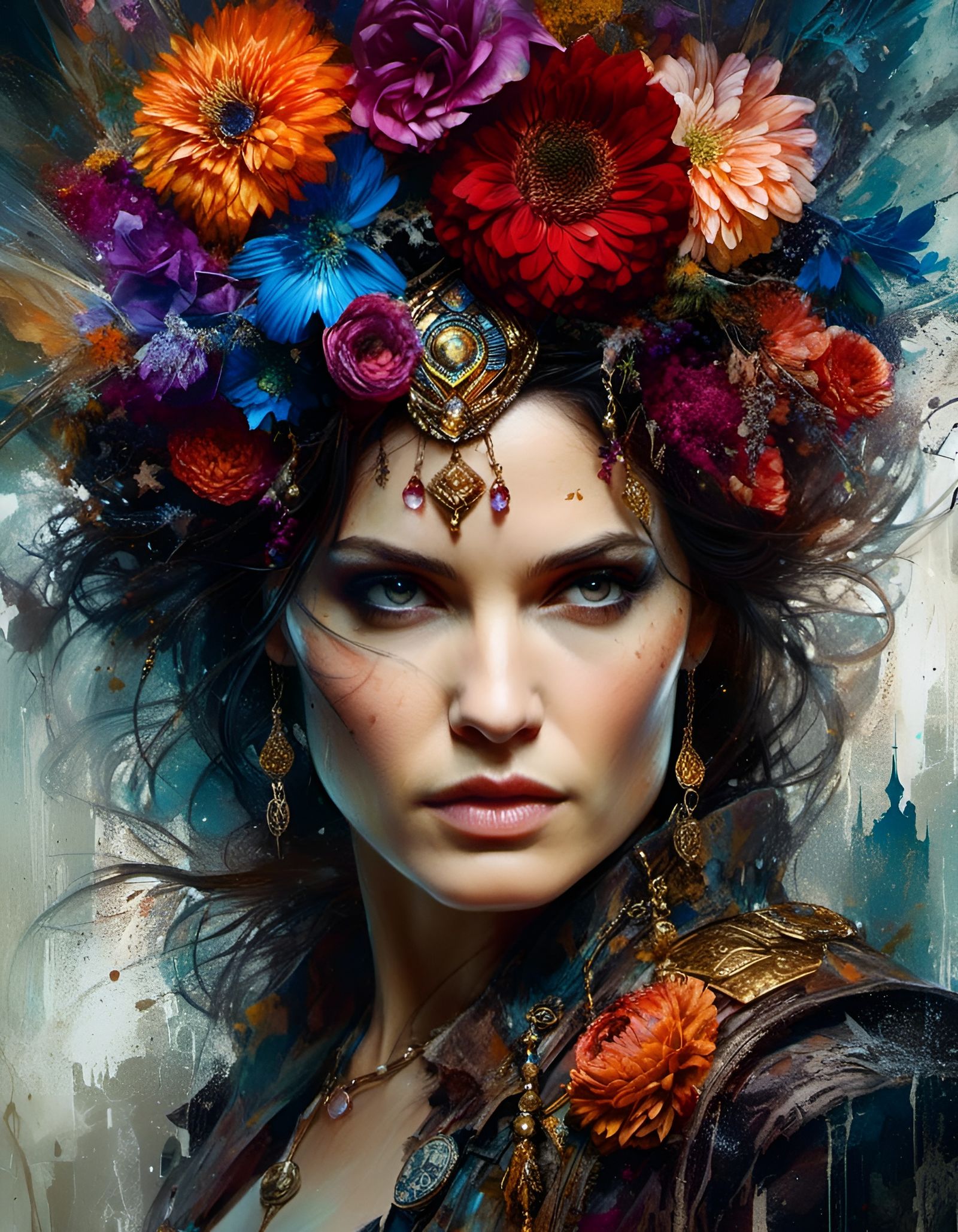 Flower Norse Pirate Ninja God in Surreal Style