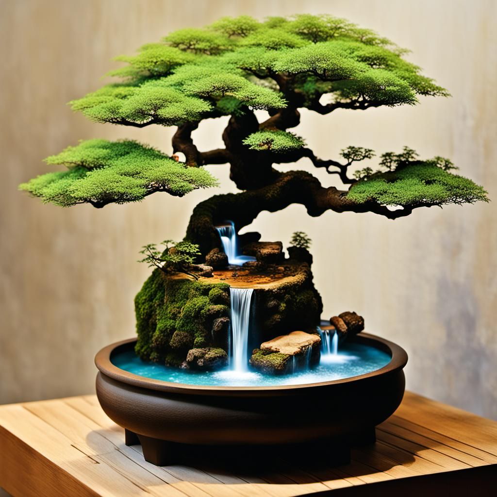 Enchanted Bonsai Tree with Mystical Runes