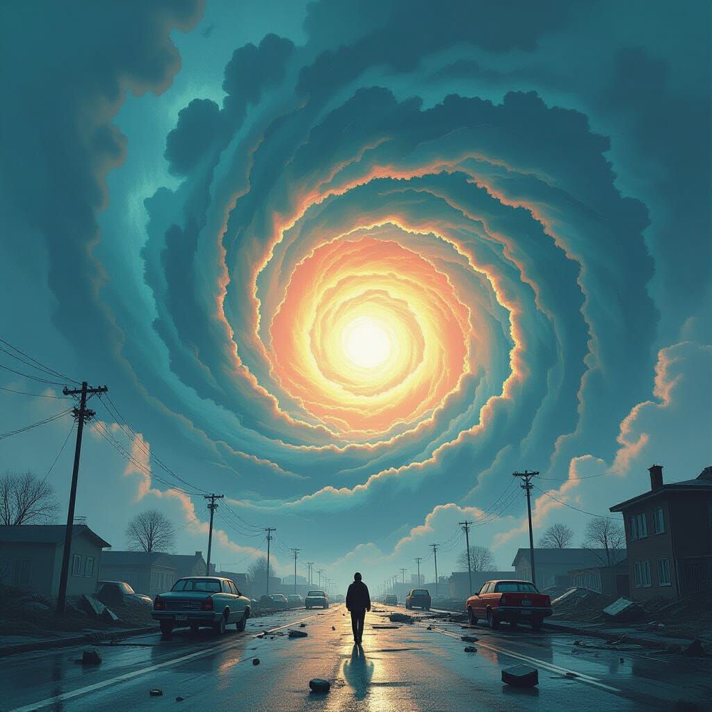 Cataclysmic Vortex in Dystopian Digital Art Style