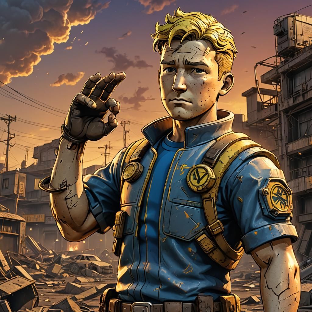 Anime 3D Portrait of Heroic Vault Boy