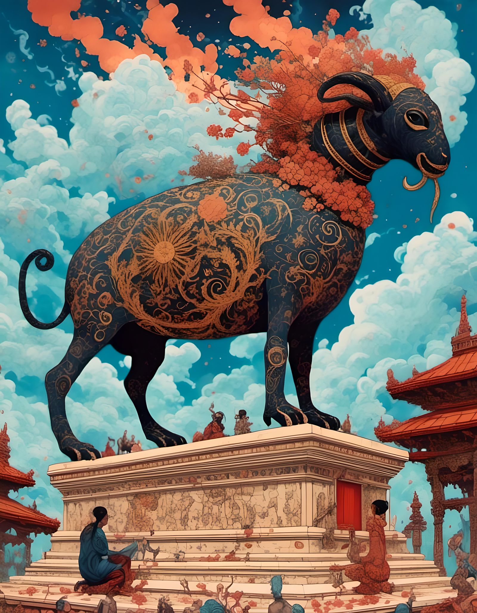 Balinese Bull Sarcophagus Cremation Ceremony