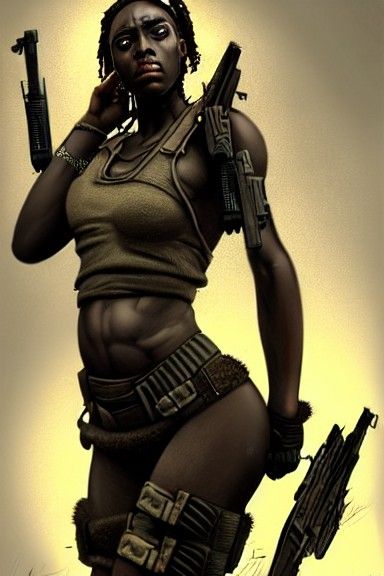 Post-Apocalyptic DC: African SWAT Girl in Sci-Fi Style
