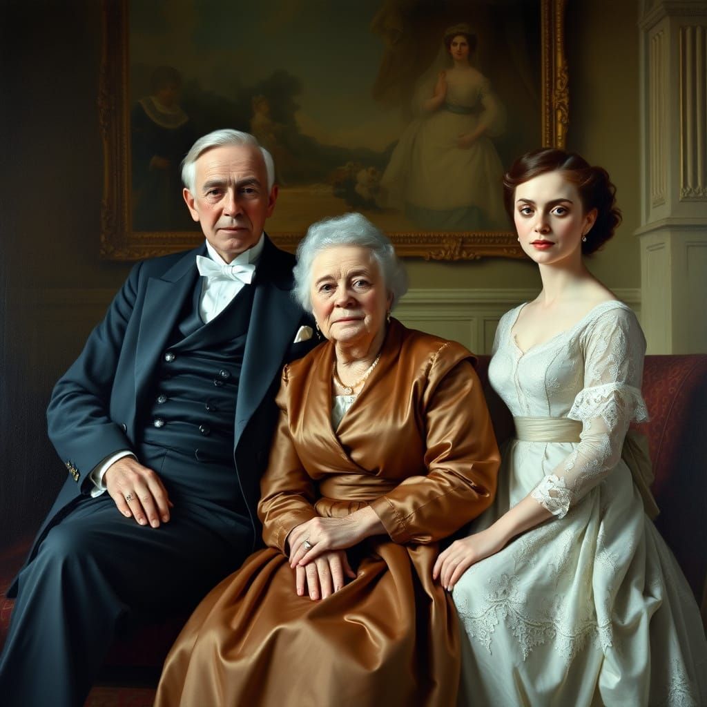 Victorian Family Portrait in Oil Painting Style