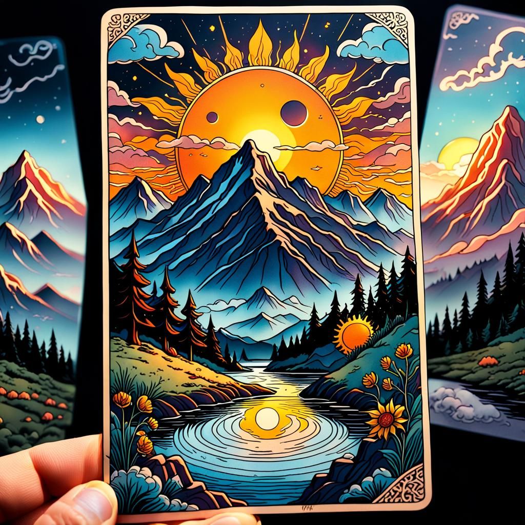 The Sun Tarot Card in Cottagecore Style