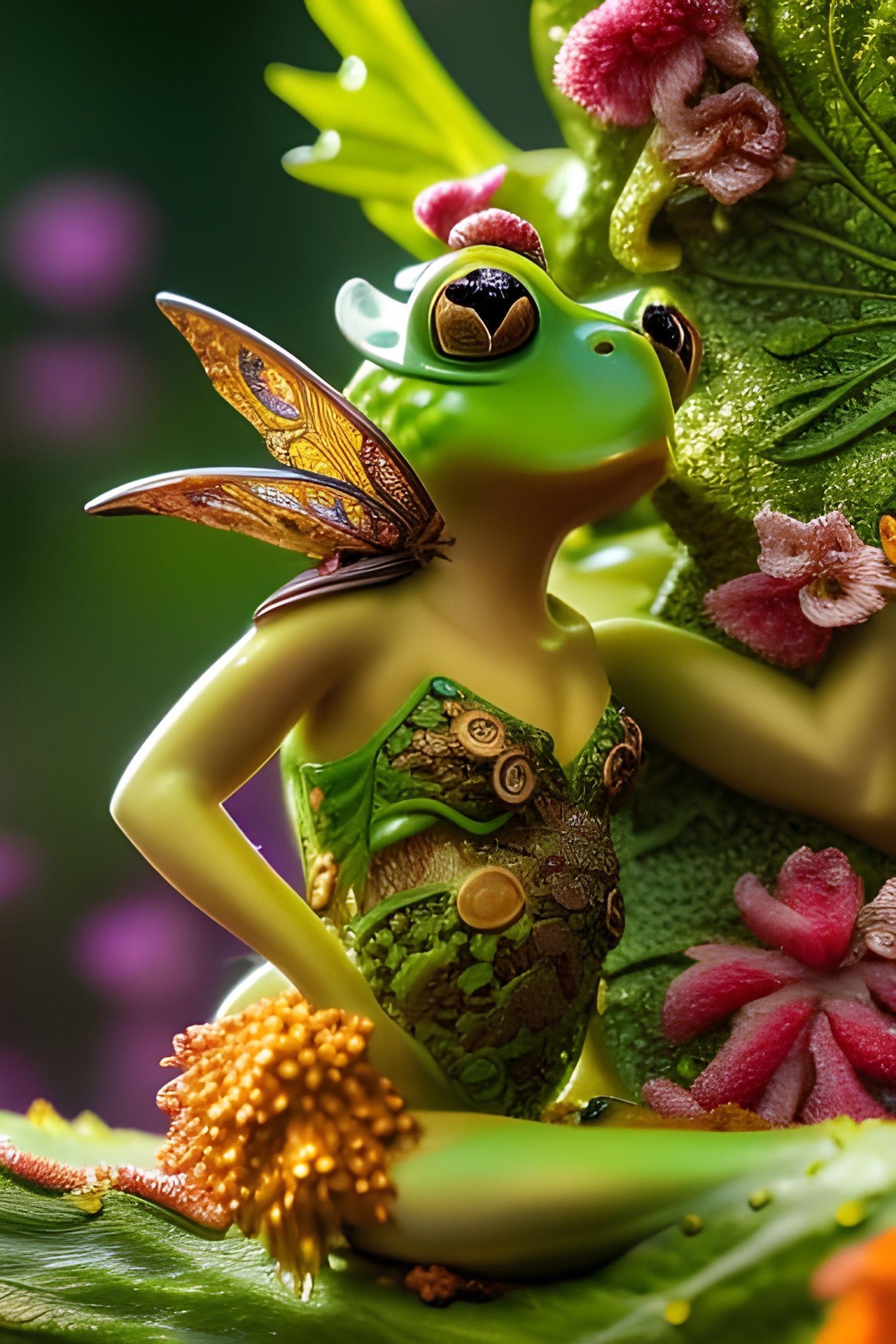 Ornate Frog Fairy in Hyperdetailed Style