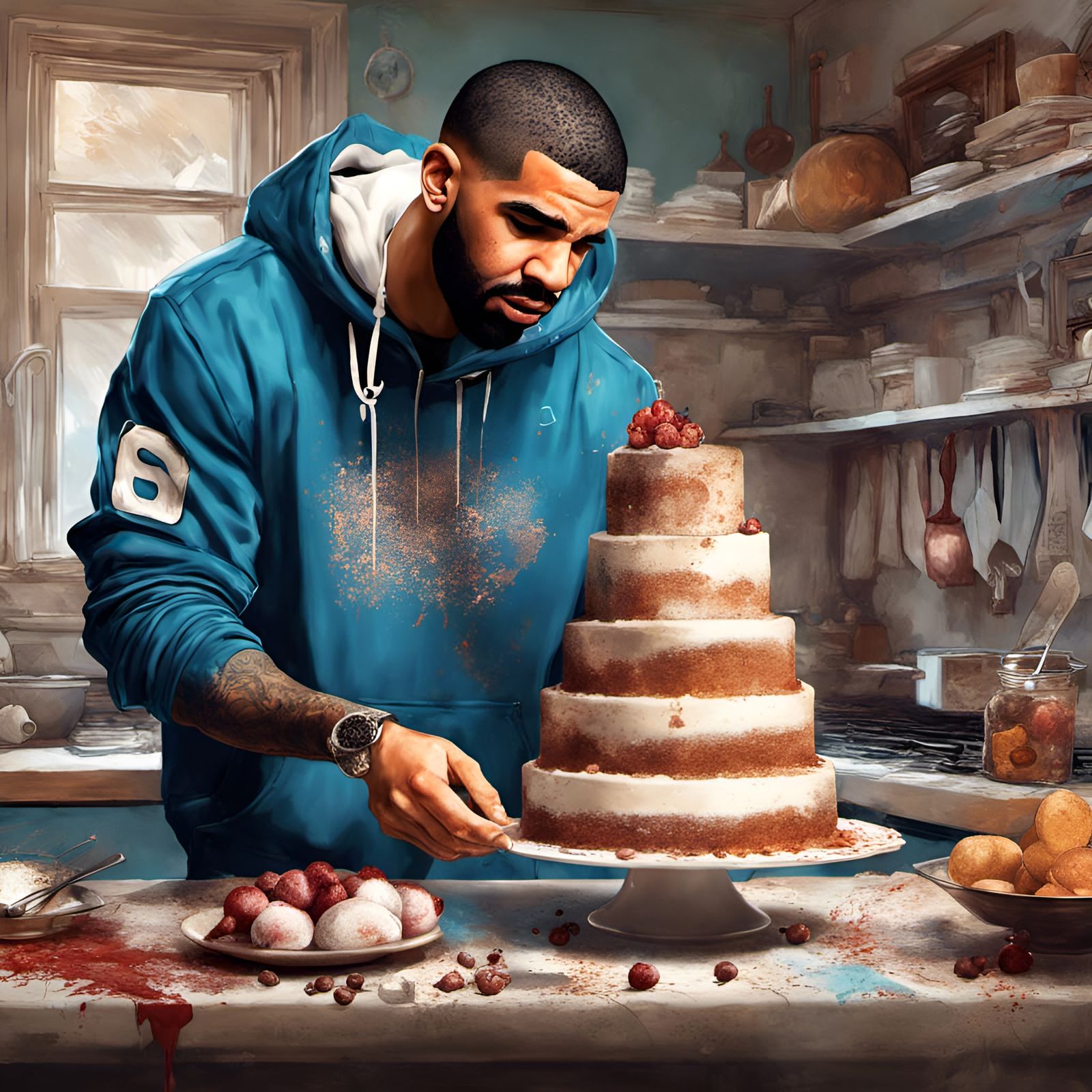 Drake Bakes a Cake: Digital Illustration