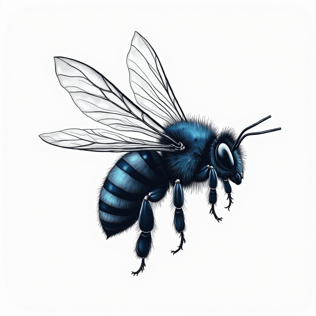 Bee in Flight, Graphic Black and White