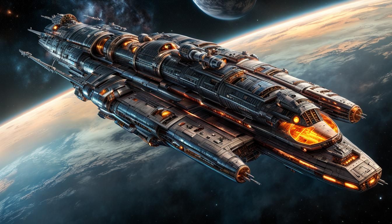 Cosmic Starship Cruiser in Chris Foss Style