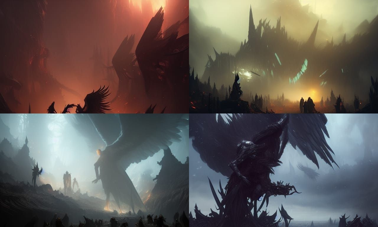 Fallen Angels on Earth: Dark Fantasy Concept Art