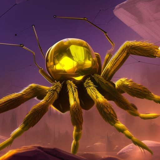 Yellow Gem Spider: Detailed Fantasy Concept Art