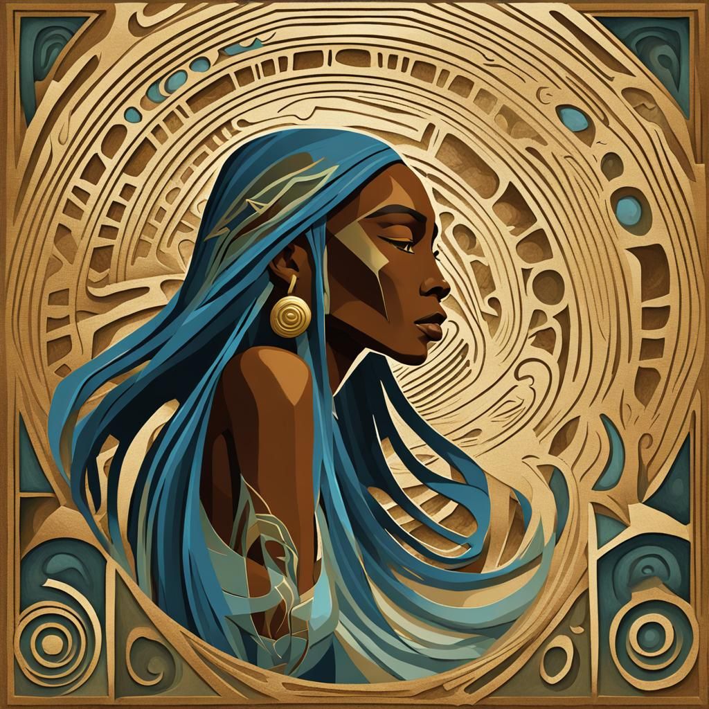 Mystical Earth Mage in Kemetic Art Deco Style