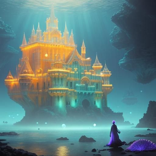 Glowing Underwater Palace in Magical Realism